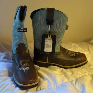 Rank45 turquoise and brown cowboy boots